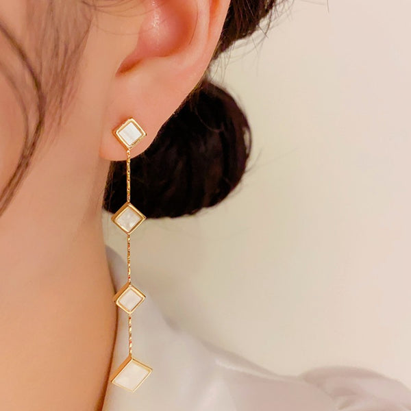 14K Gold-plated Simple Rhombus Earrings