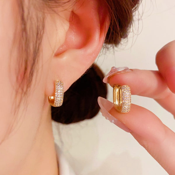 14K Gold-plated Unique Design Zircon Earrings