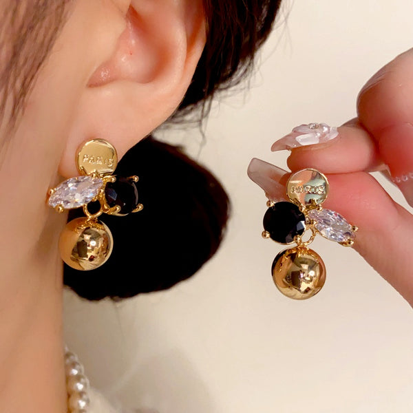 14K Gold Plated Zircon Ball Earrings