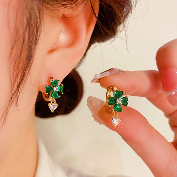 14K Gold Plated Zircon Crystal Earrings