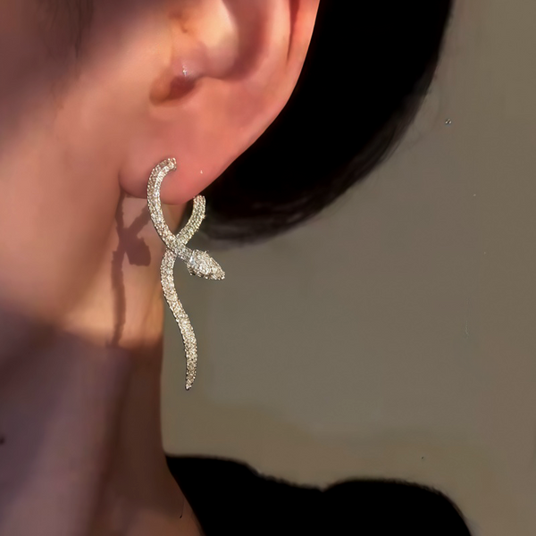 14K Gold Plated Zircon Snake Earrings