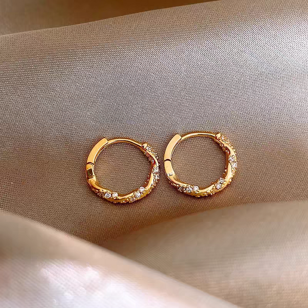 14k Gold-Plated Diamond Hoop Earrings
