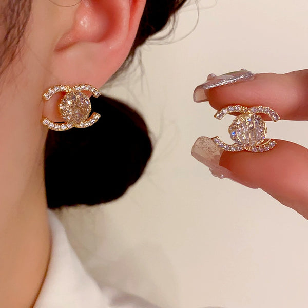 14k Gold-Plated Elegant Zircon Stud Earrings