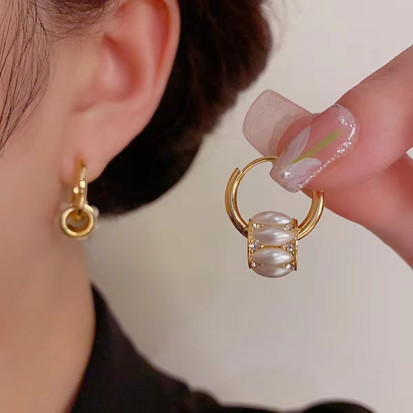 14k Gold-Plated Exquisite Opal Hoop Earrings