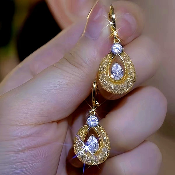 14k Gold-Plated Luxury Mesh Crystal Earrings