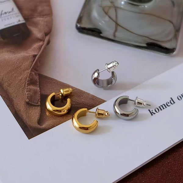 18K Gold-Plated C-Shaped Earrings