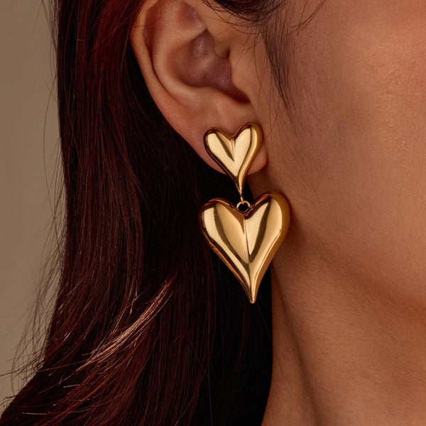 18K Gold-Plated Double-Heart Earrings