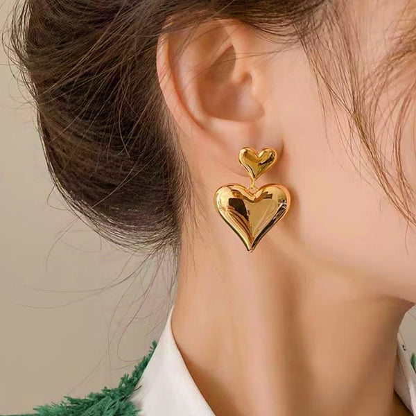 18K Gold-Plated Double Heart Earrings