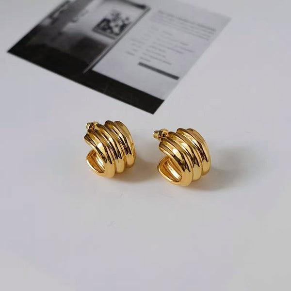 18K Gold-Plated Elegant Wavy Studs