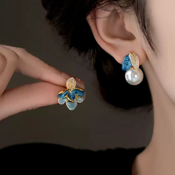 18K Gold-Plated Enamel Drip Flower Earrings