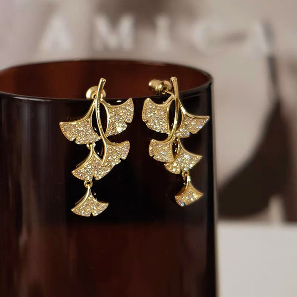 18K Gold-Plated Ginkgo Leaf Earrings