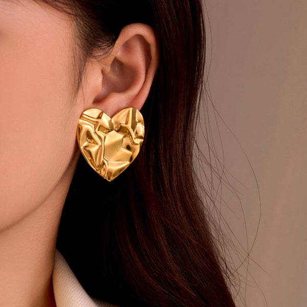 18K Gold-Plated Heart-Design Earrings