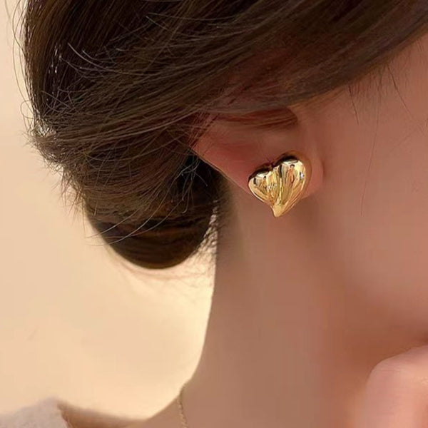 18K Gold-Plated Heart-Design Stud Earrings