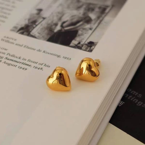 18K Gold-Plated Heart Stud Earrings