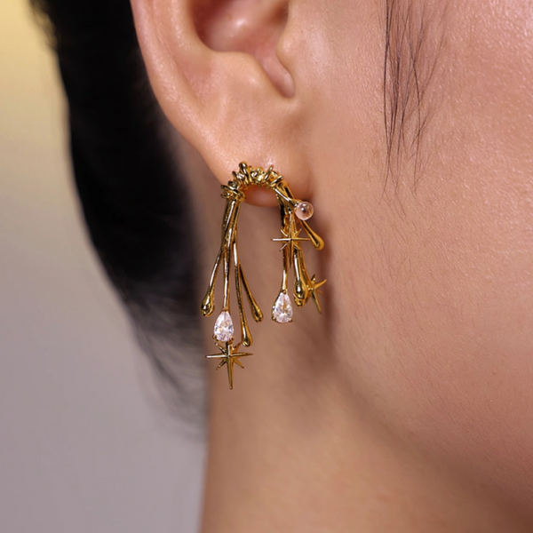 18K Gold-Plated Irregular Zircon Starlight Earrings