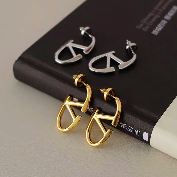 18K Gold-Plated Letter V Earrings