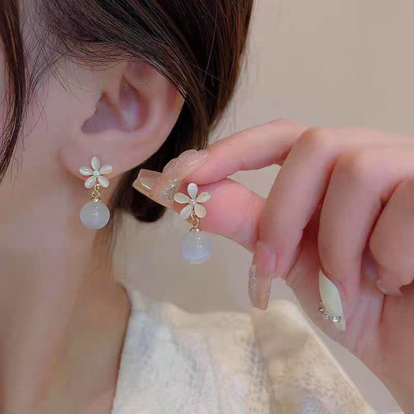 18K Gold-Plated Opal Flower Earrings