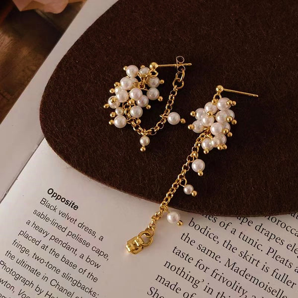 18K Gold-Plated Pearl Tassel Earrings