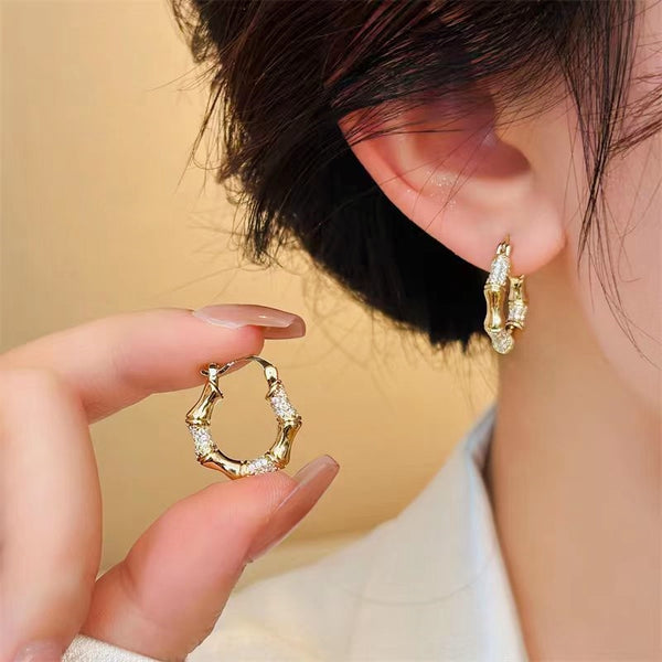 18K Gold-Plated Zircon Hoop Earrings