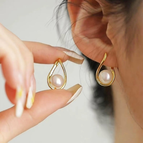 18K Gold-plated Artificial Pearl Earrings