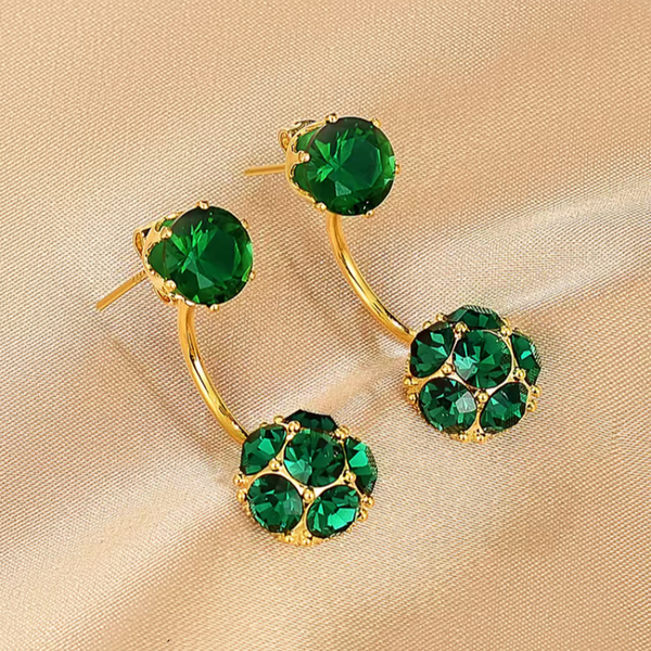 18K Gold-plated Emerald And Zircon Earrings