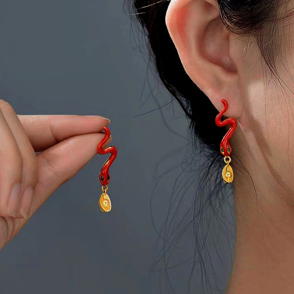 18K Gold-plated Ingot Snake Earrings