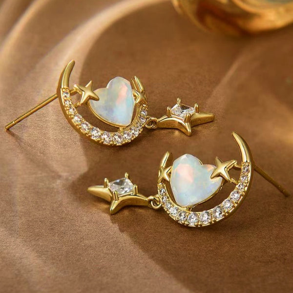 18K Gold-plated Oil Dripping Heart Earrings