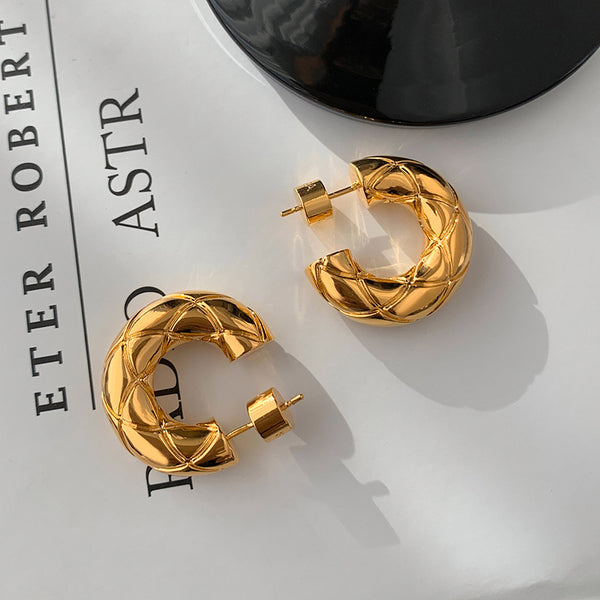 18K Gold-plated Pattern C-Shaped Earrings