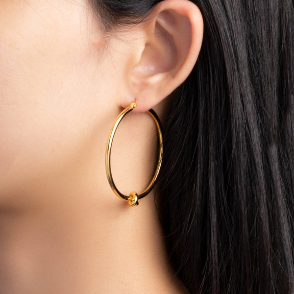 18K Gold-plated Rope Hoop Earrings