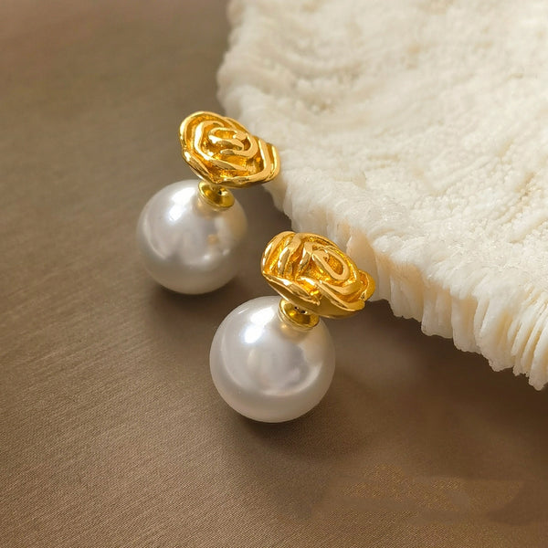 18K Gold-plated Rose Pearl Earrings