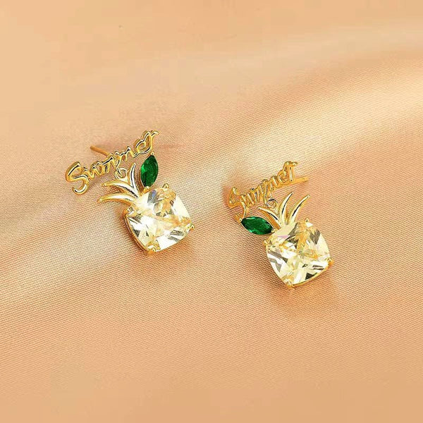 18K Gold-plated Summer Pineapple Earrings