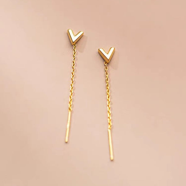 18K Gold-plated V Letter Threader Earrings