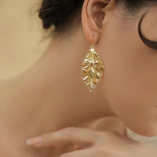 18K Gold-plated Vintage Gold Leaf Earrings