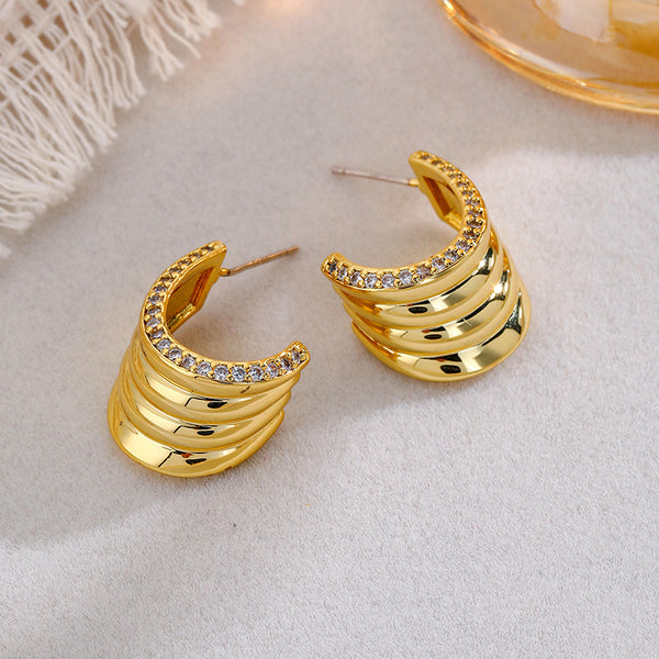 18K Gold-plated Zircon Geometric Earrings
