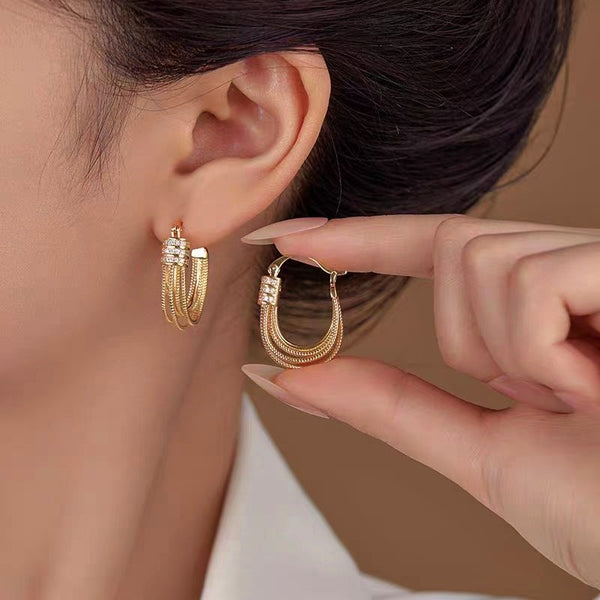 18K Gold-plated Zircon Micropaved Earrings