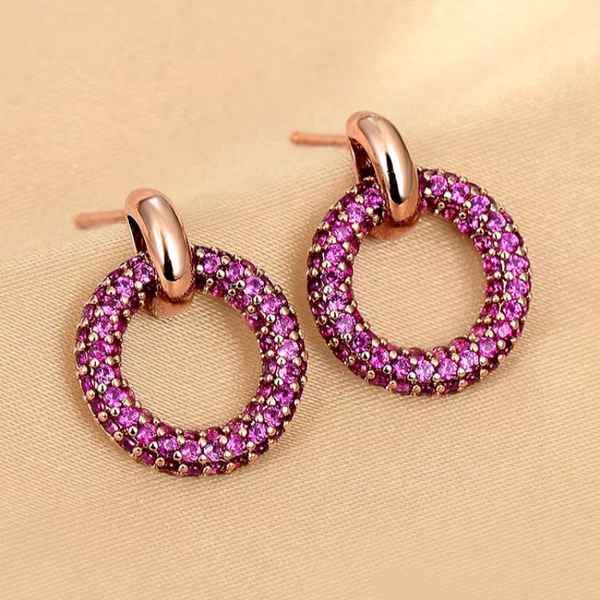 18K Gold-plated Zircon Purple Earrings