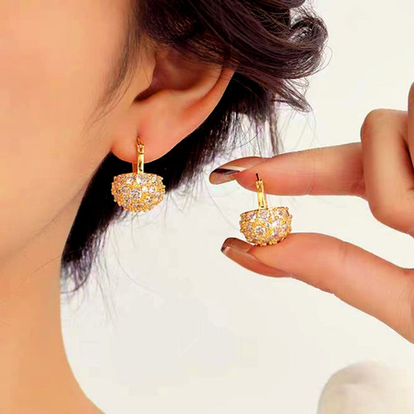 18k Gold-Plated Zircon Diamond Basket Earrings