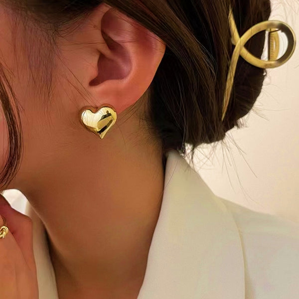 18k Gold Plated Heart Stud Earrings