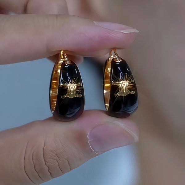 22K Gold-Plated Luxury French Arc Dripping Earrings