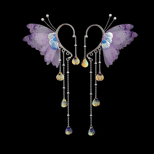 Crystal Butterfly Tassel  Cuffs ( 1 Pair )