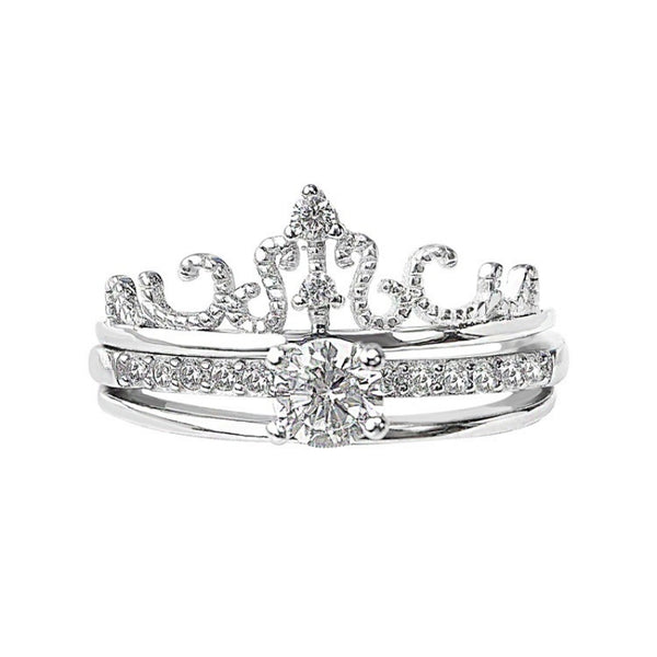 Gold Plated Valentine's Day Crown 2-in-1 Zircon Rings