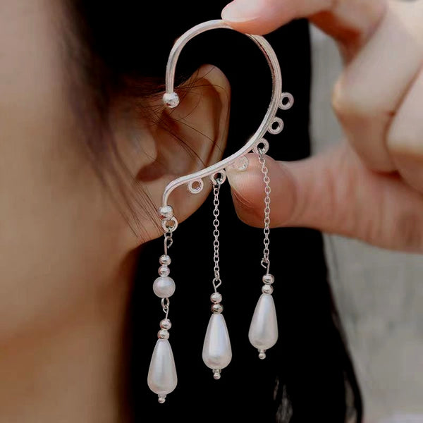 Pearl Tassel Ear Cuffs