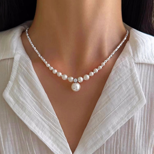 Silver Plated Artificial Pearl Necklaces