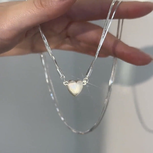 Silver Plated Magnetic Heart Necklaces