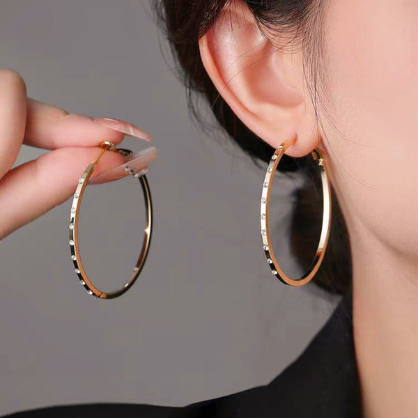 Silver Post 14K Gold-Plated Large Hoop Earrings