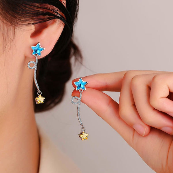 Silver Post Blue Star Earrings