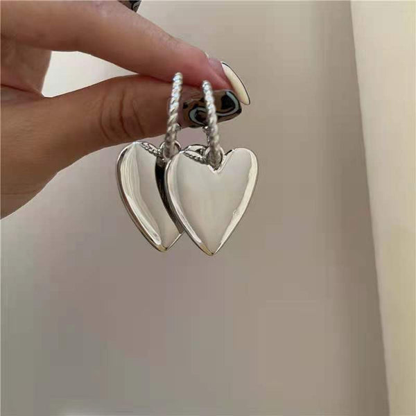 Silver Post Detachable Love Heart Earrings