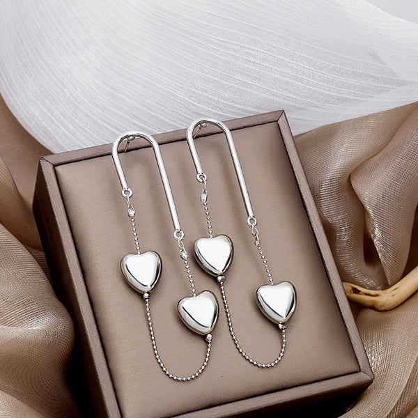 Silver Post Heart-Design Earrings