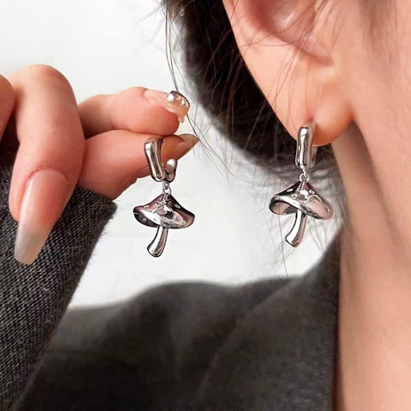 Silver Post Mushroom Earrings