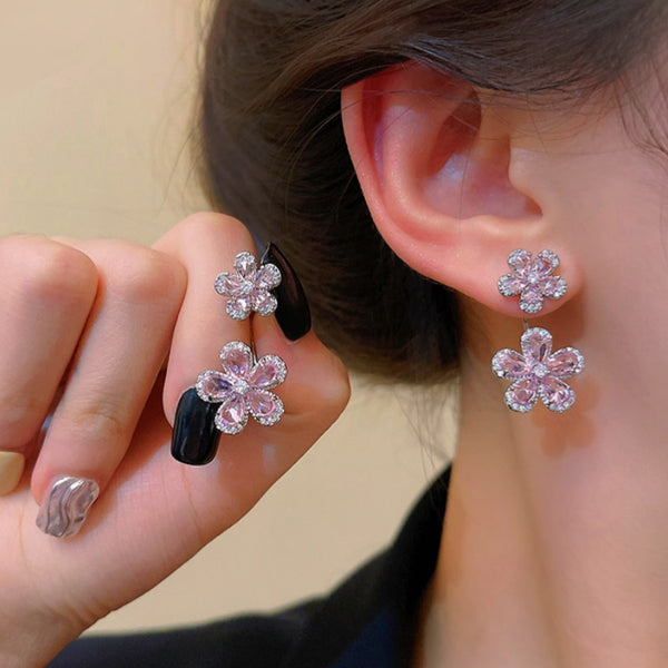 14K Gold-plated Pink Sun Petal Earrings